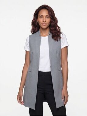 DKNY NAVY BLUE SIZE 2 Sleeveless Longline Vest Jacket - Women